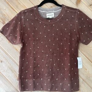 Lucky Brand Women's Brown Dot Crew Neck Sweater